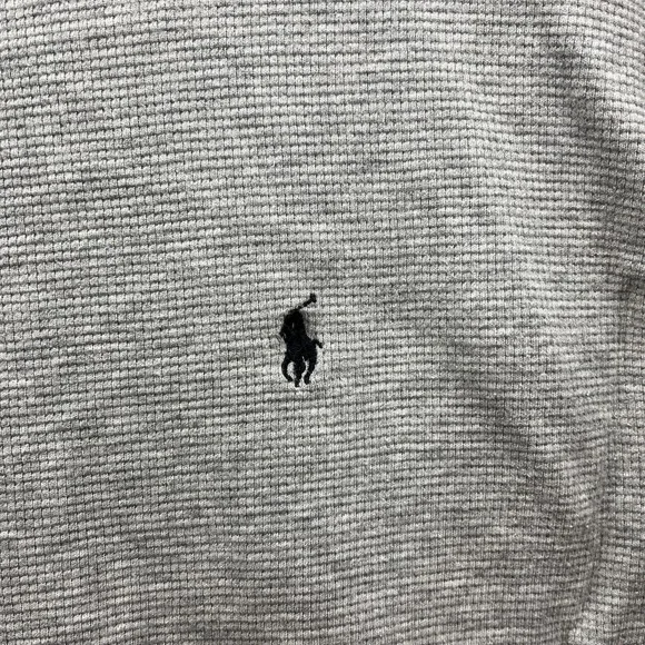 Polo Ralph Lauren Shirt Mens Large Gray Thermal Waffle Knit Long Sleeve Golf Fit - Picture 4 of 11
